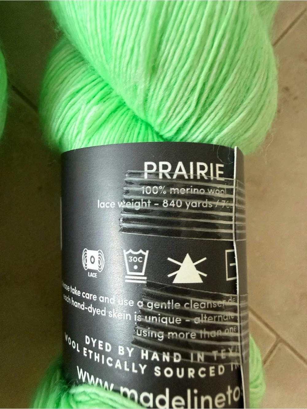 Mad Tosh Yarn Skeins in Bright Mint Green - 2 Hanks